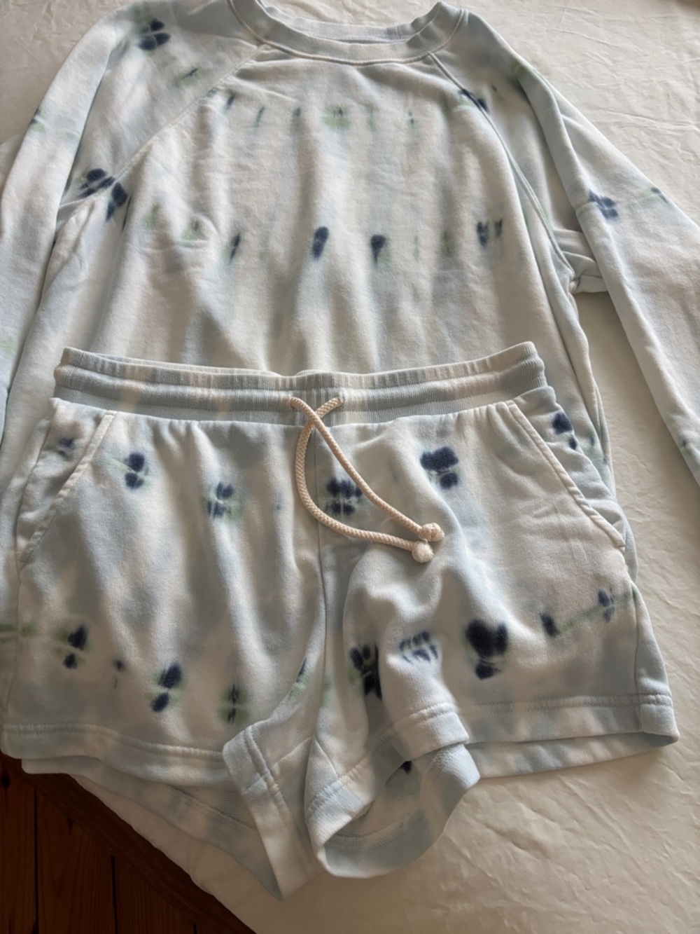 Light Blue Tie-Dye Lounge Set - Soft Pullover & Shorts  SEE DESCRIPTION FOR SIZE